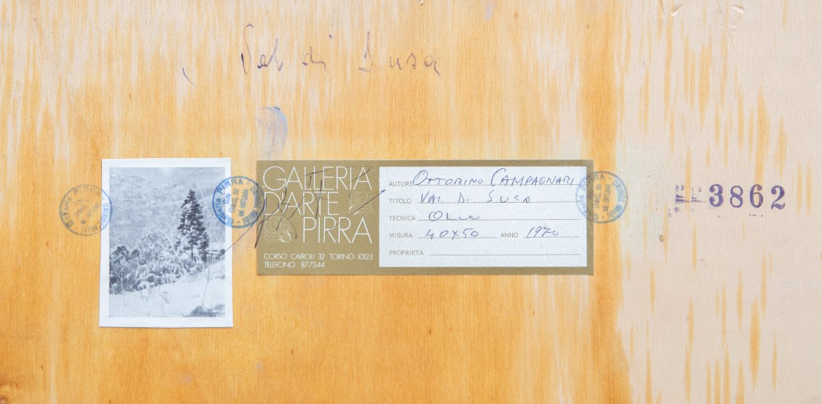 Ottorino Campagnari, “val Di Susa,” Oil On Panel, Signed, 20th Century-photo-4