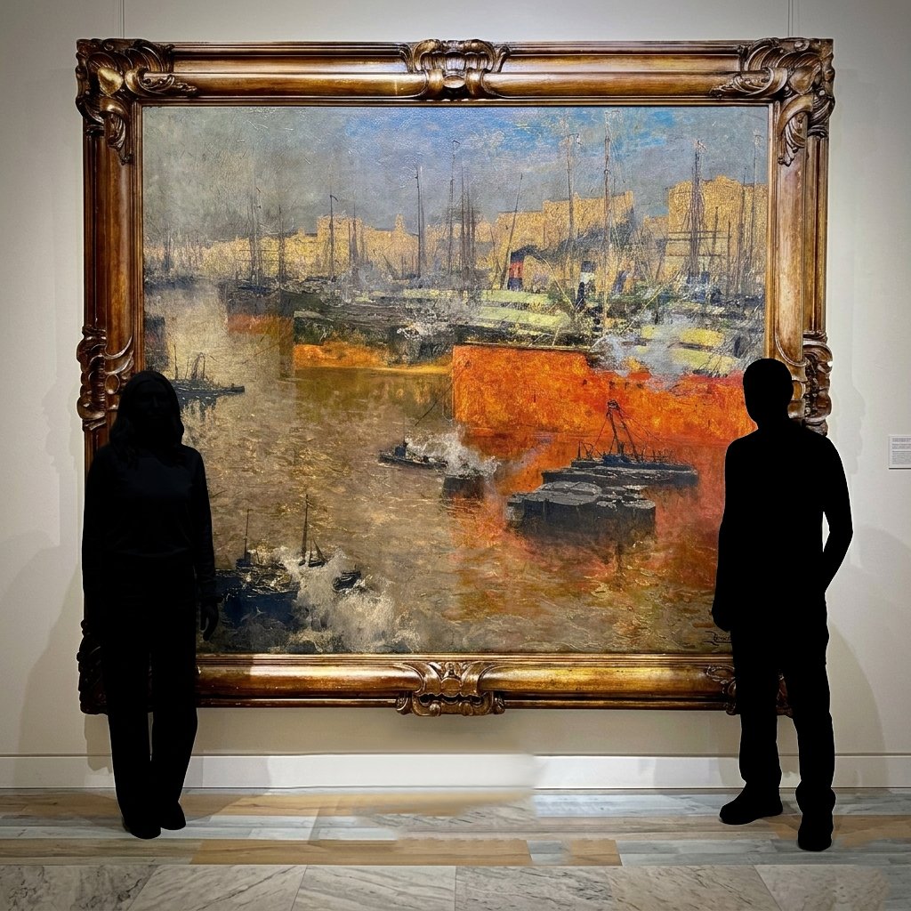 Ludovico Cavaleri, “setting Sun In The Port Of Savona,” Signed, 1929-photo-4