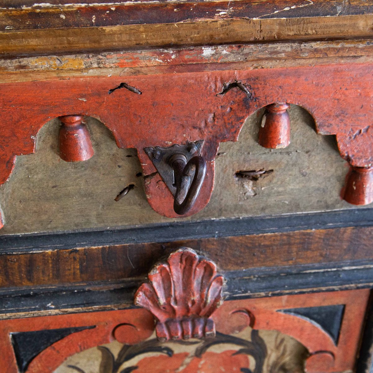 Coffre frioulan peint, fin du XVIIIe – début du XIXe siècle-photo-2