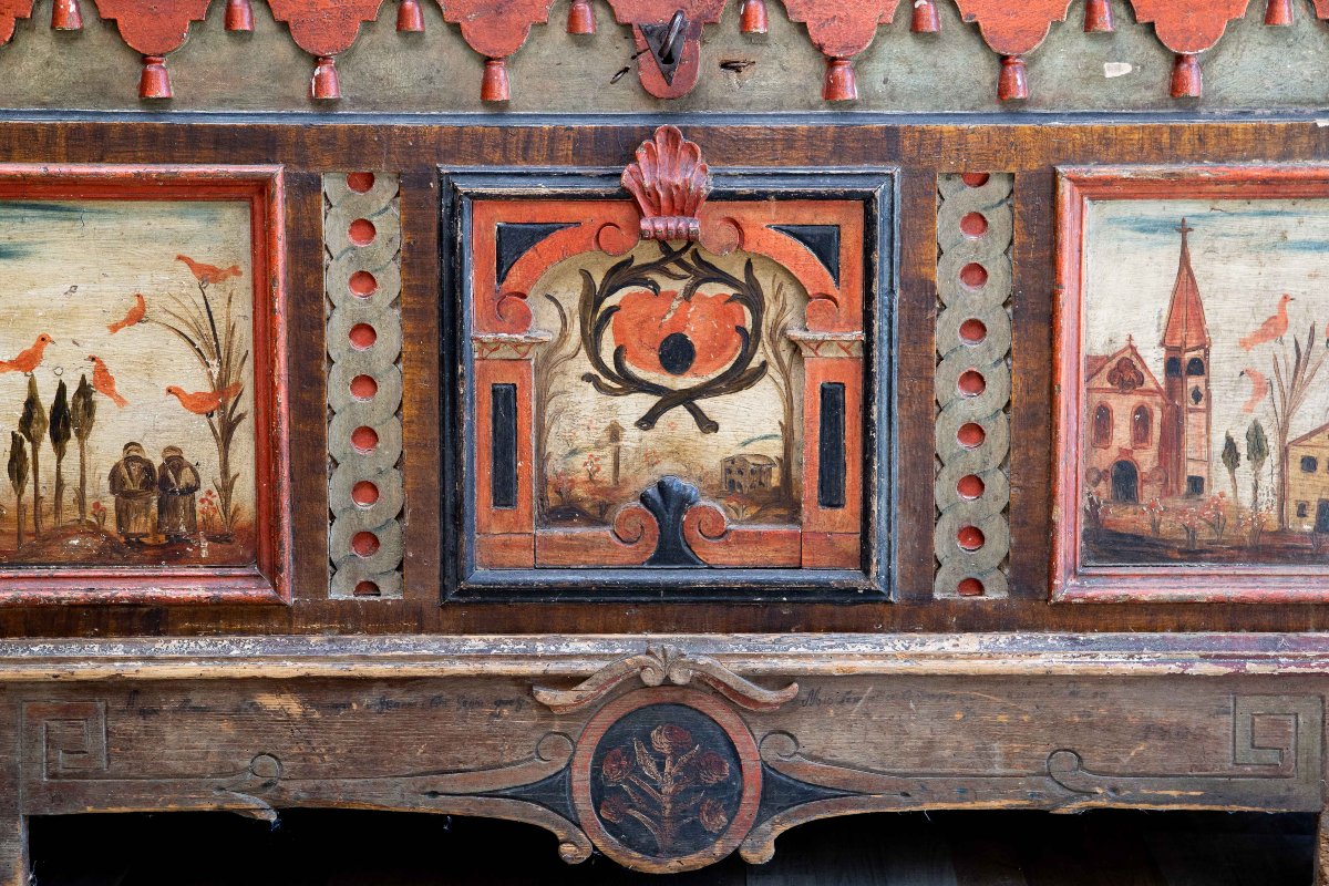 Coffre frioulan peint, fin du XVIIIe – début du XIXe siècle-photo-1