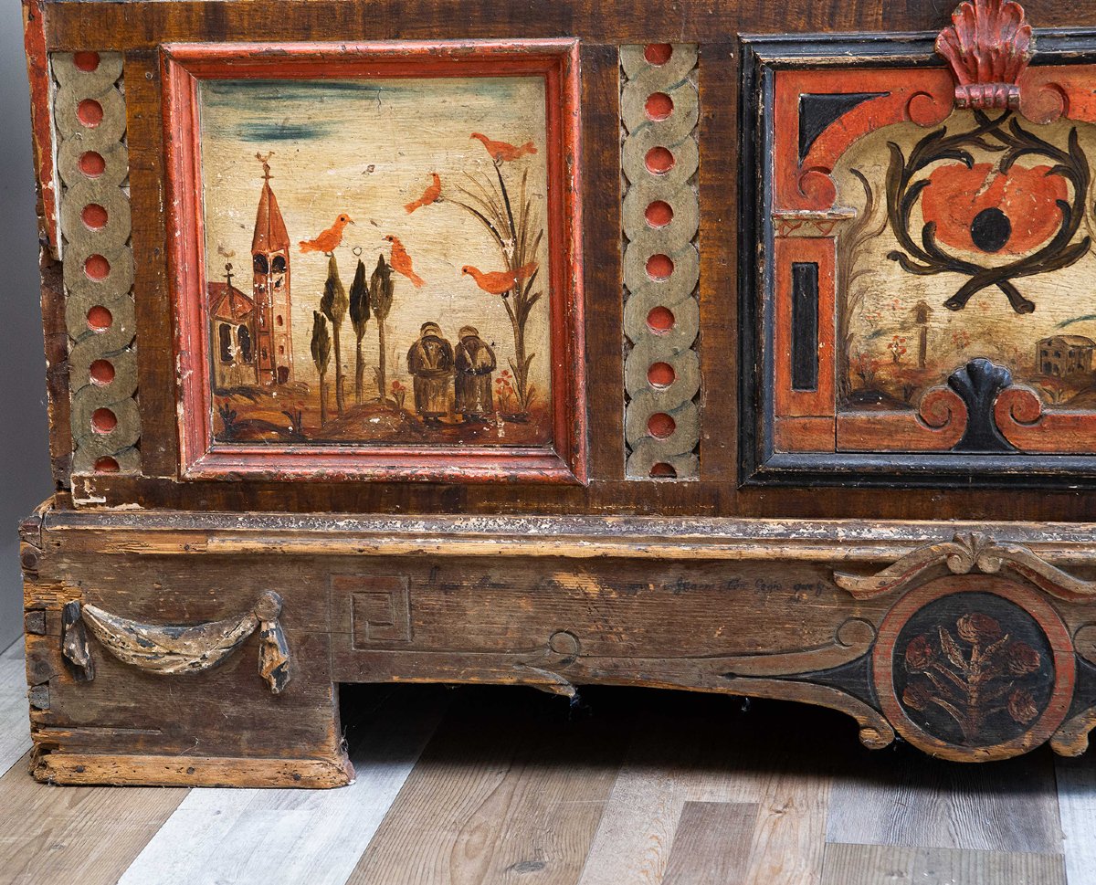 Coffre frioulan peint, fin du XVIIIe – début du XIXe siècle-photo-2