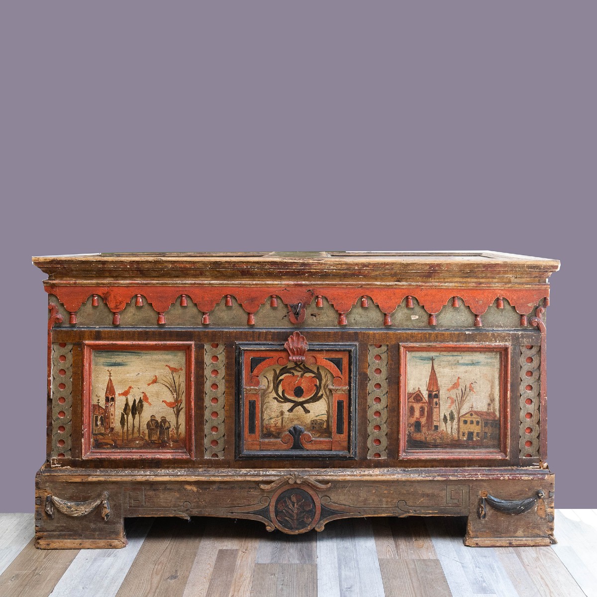 Coffre frioulan peint, fin du XVIIIe – début du XIXe siècle
