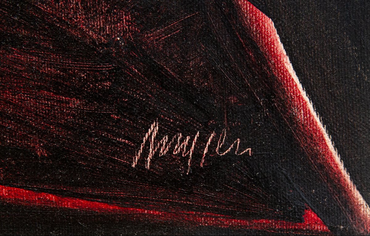 Piero Ruggeri, « Figura », huile sur toile, signée, XXe siècle-photo-3