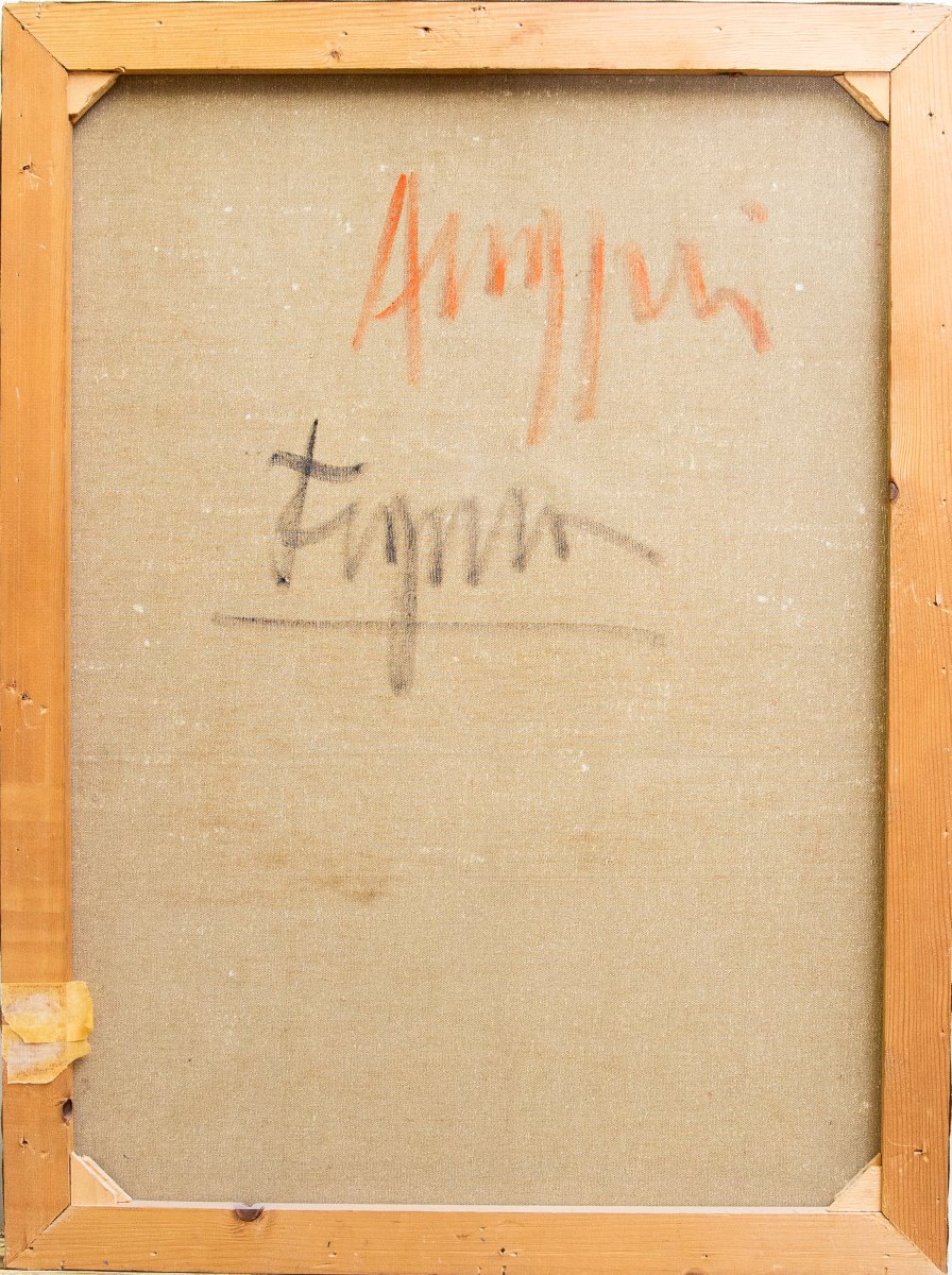 Piero Ruggeri, « Figura », huile sur toile, signée, XXe siècle-photo-4