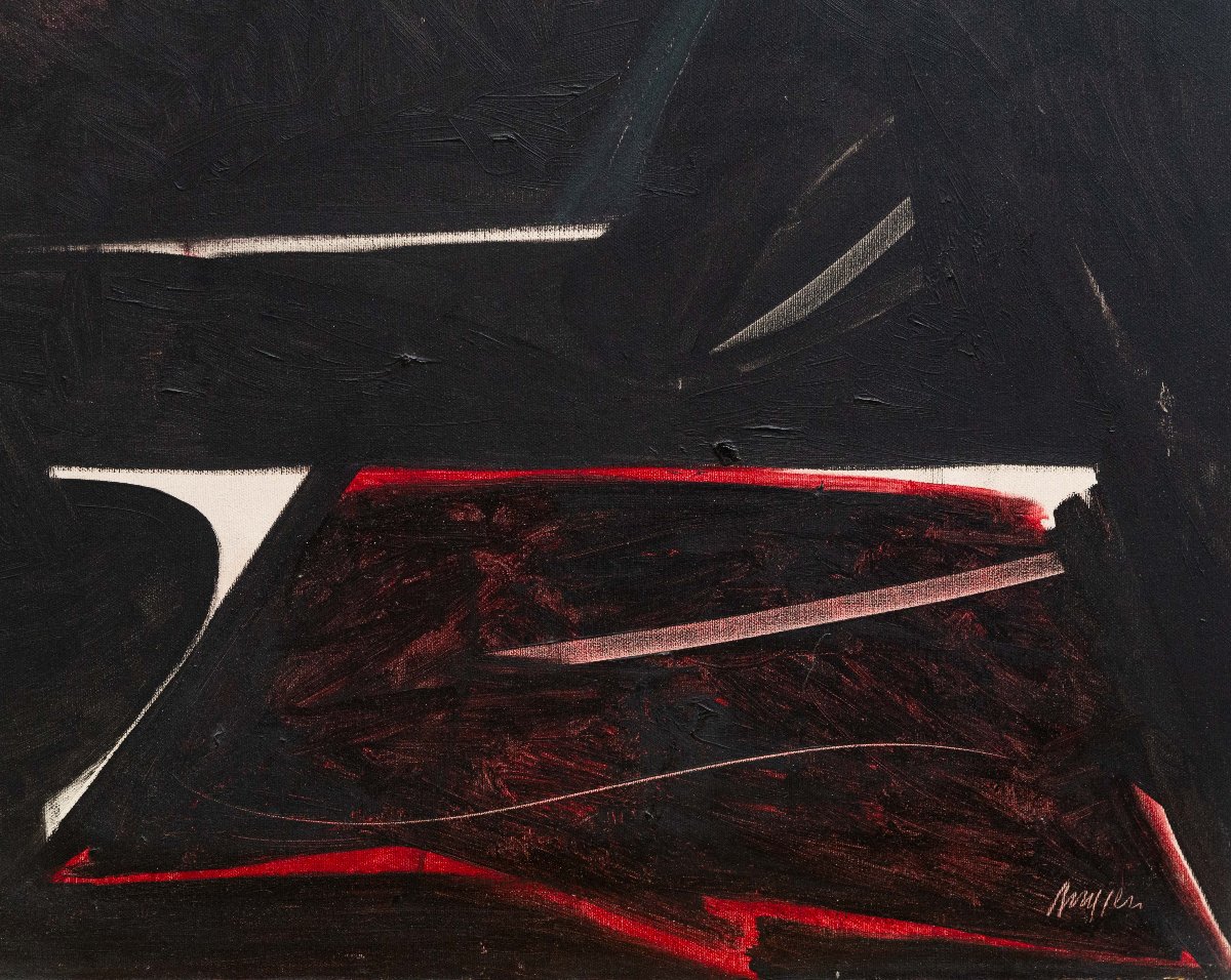 Piero Ruggeri, « Figura », huile sur toile, signée, XXe siècle-photo-3