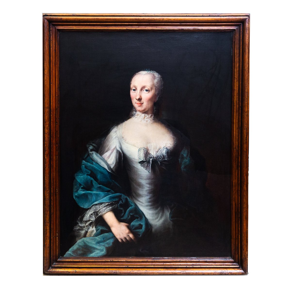 Portrait d'une noble piémontaise, huile sur toile, XVIIIe siècle  -photo-2