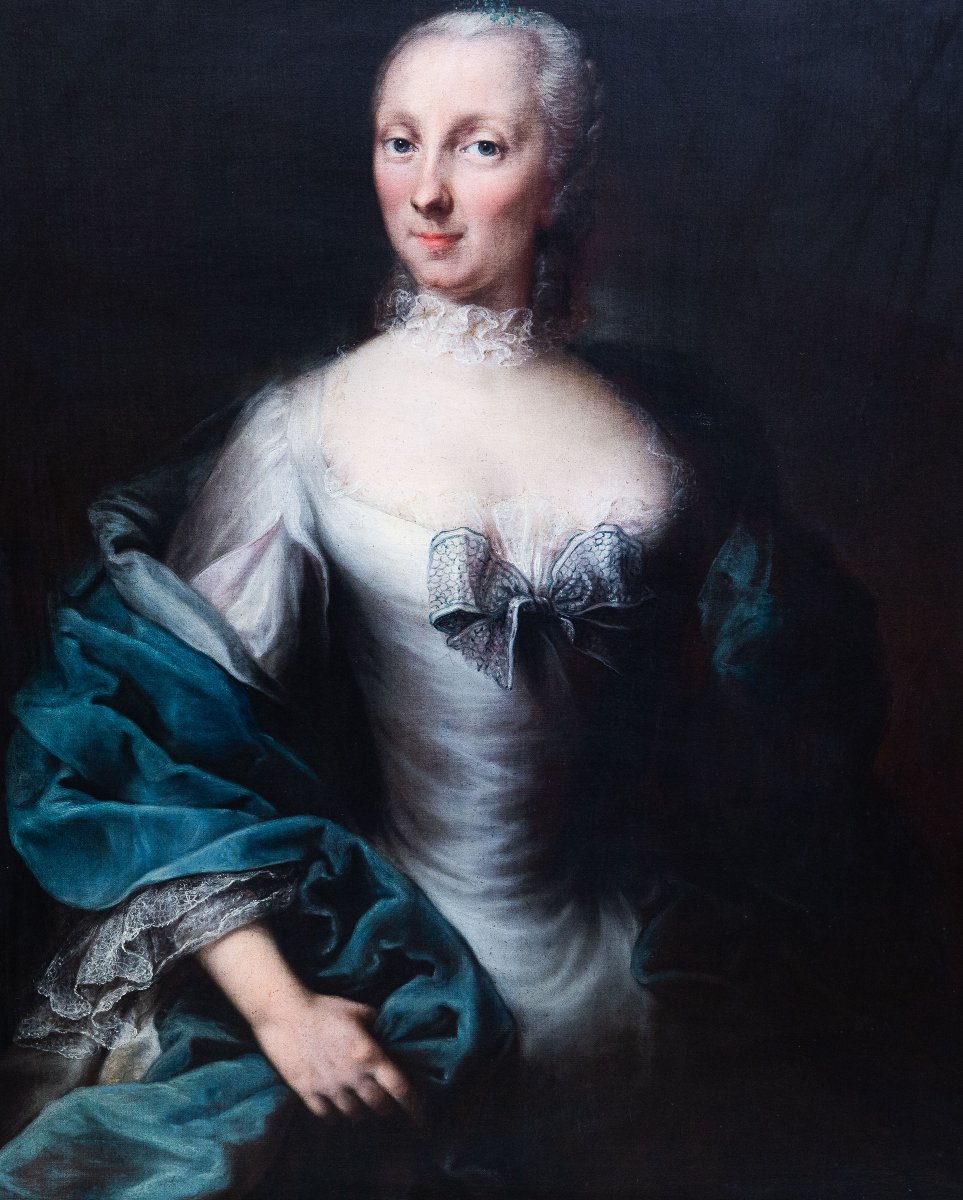 Portrait d'une noble piémontaise, huile sur toile, XVIIIe siècle  -photo-2