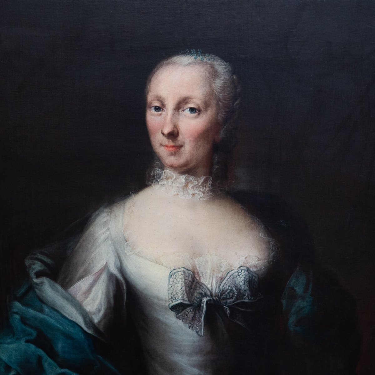 Portrait d'une noble piémontaise, huile sur toile, XVIIIe siècle  -photo-4