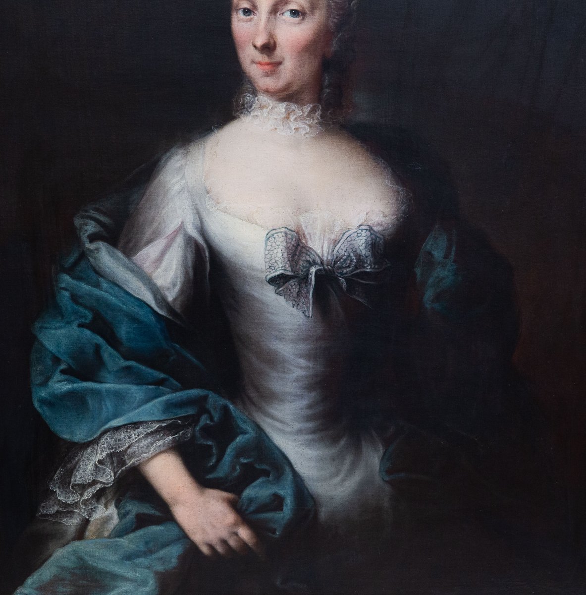 Portrait d'une noble piémontaise, huile sur toile, XVIIIe siècle  -photo-5