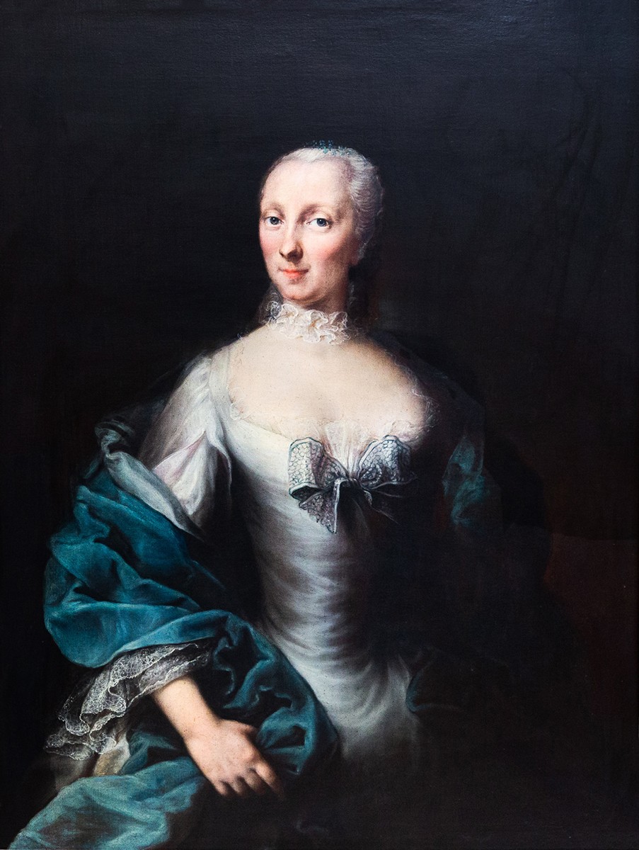 Portrait d'une noble piémontaise, huile sur toile, XVIIIe siècle  