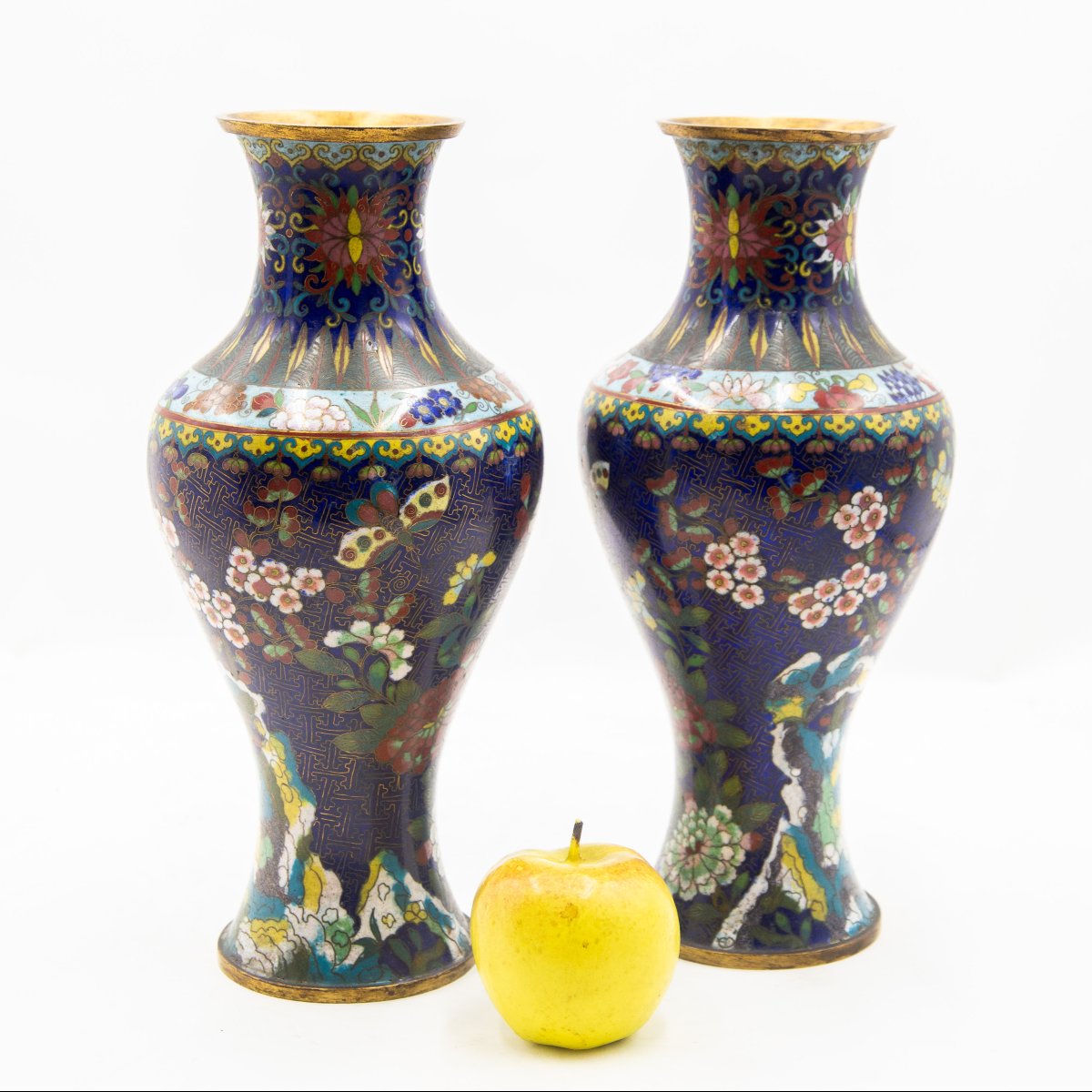 Vases cloisonnés à motifs floraux du XXe siècle-photo-2