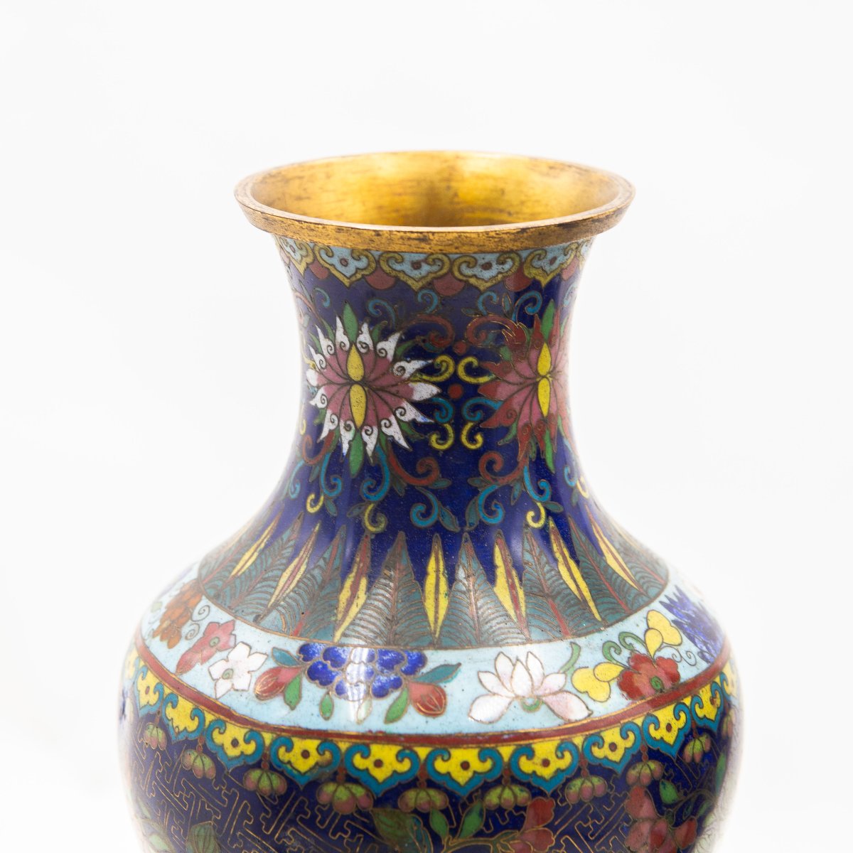 Vases cloisonnés à motifs floraux du XXe siècle-photo-3