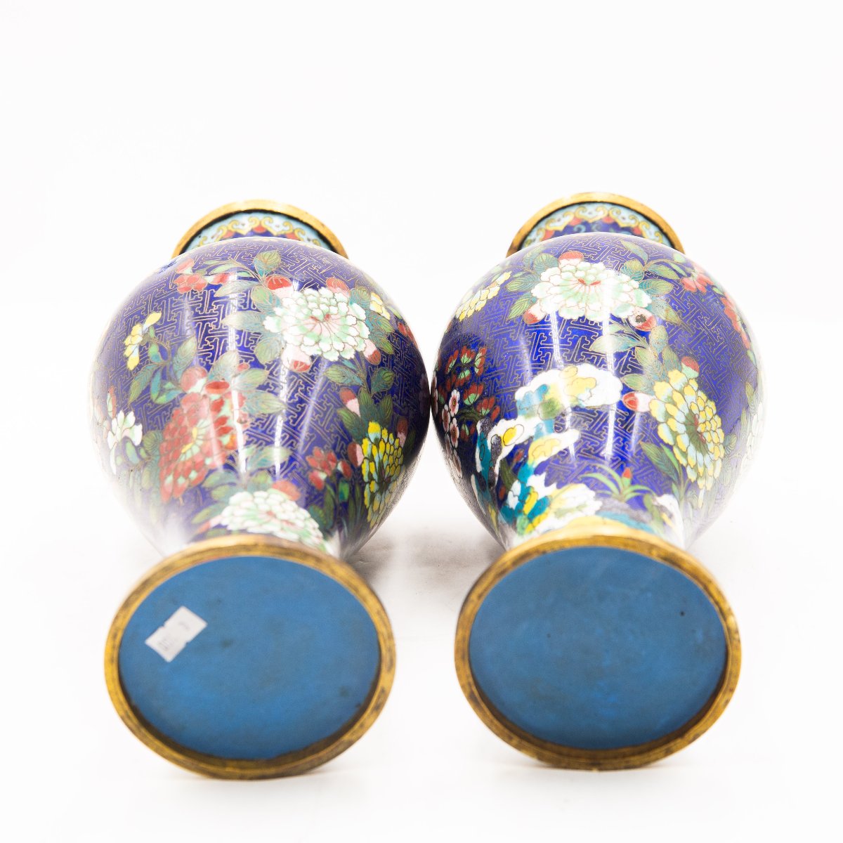 Vases cloisonnés à motifs floraux du XXe siècle-photo-4