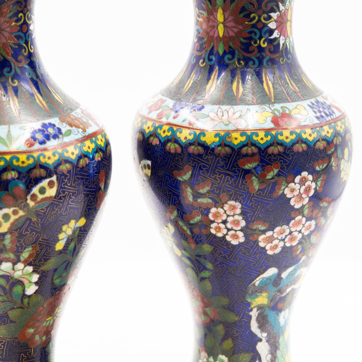 Vases cloisonnés à motifs floraux du XXe siècle-photo-2