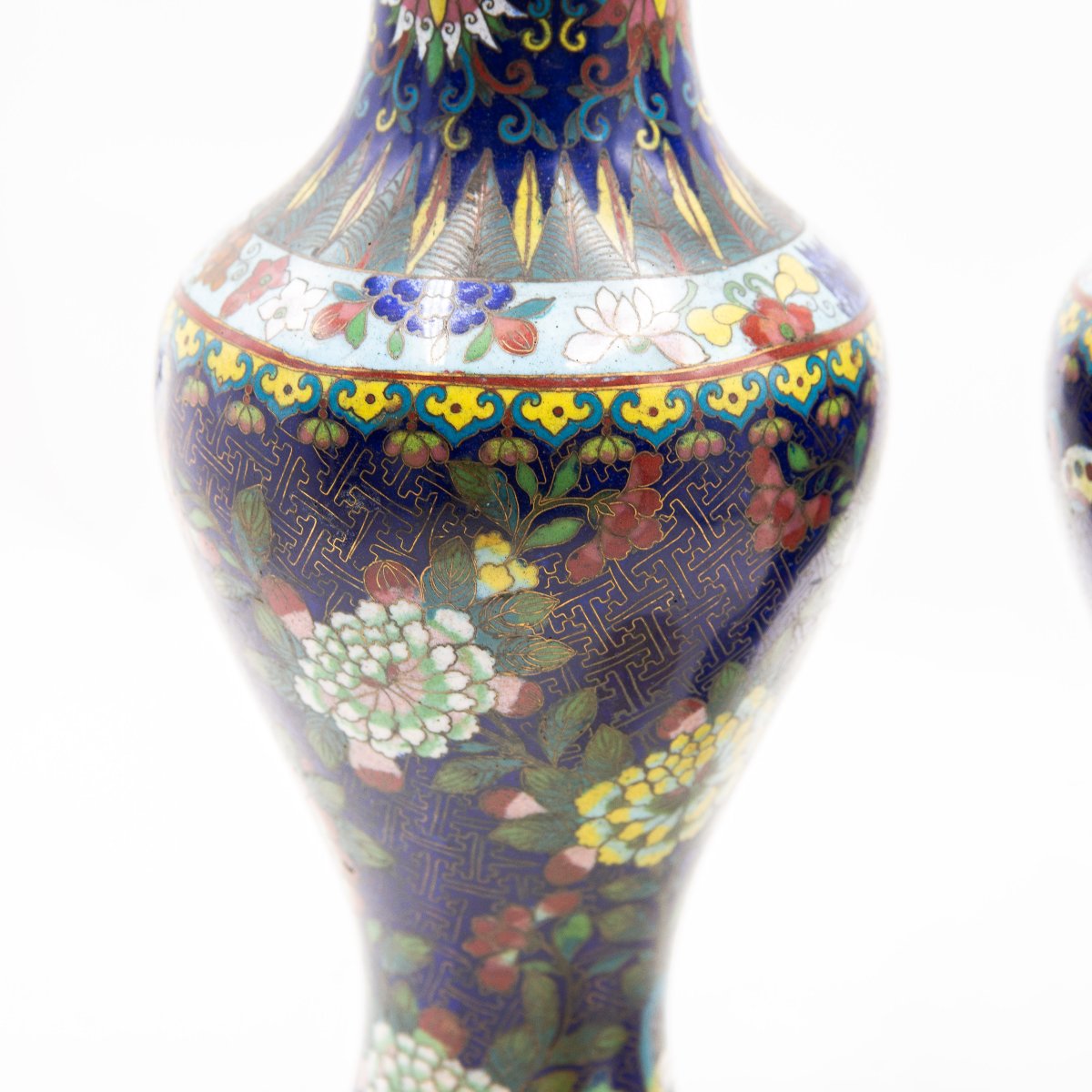 Vases cloisonnés à motifs floraux du XXe siècle-photo-3