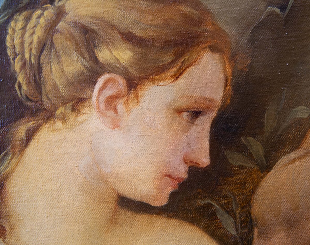 Pietro Girardi, Known As Posì, Resting Under The Oak Tree, Oil On Canvas, Signed, 20th Century-photo-6