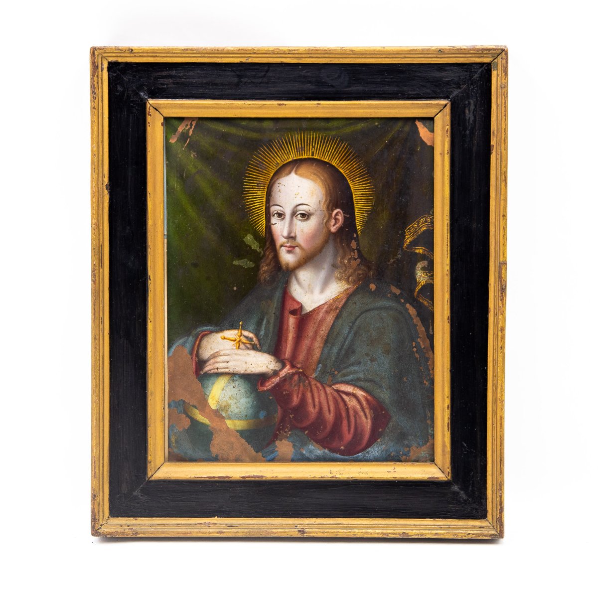 Christ "salvator Mundi" On Copper, Between The 18th And 19th Centuries-photo-2