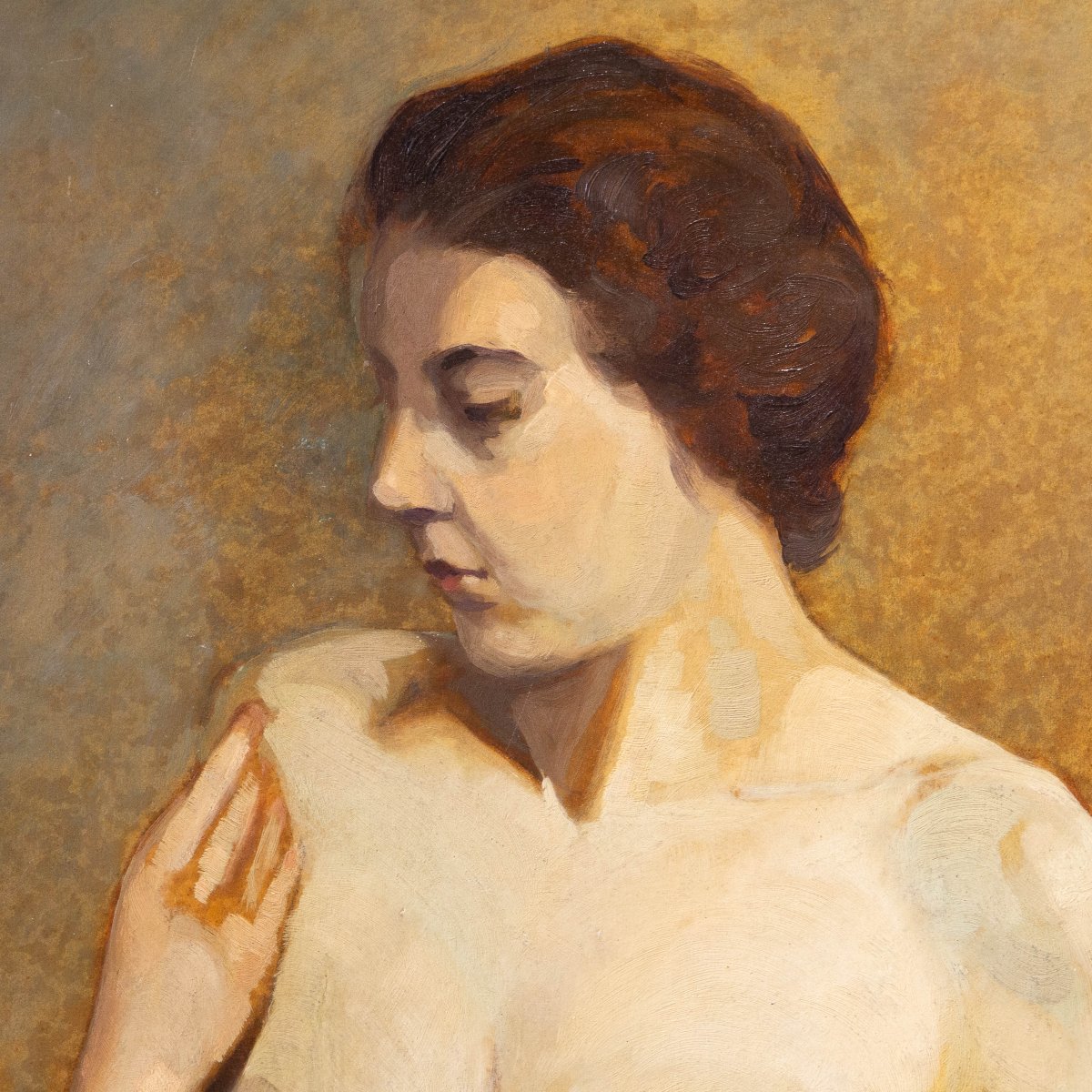 Roger Durieu, Nu féminin, huile sur bois, XXe siècle-photo-5