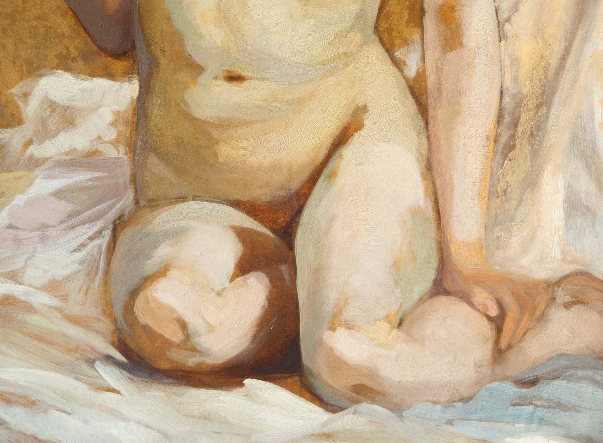 Roger Durieu, Nu féminin, huile sur bois, XXe siècle-photo-6