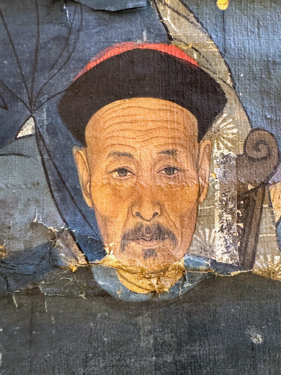 Silk Painting – Portrait Of Ancestors, China, Early 20th Century-photo-3