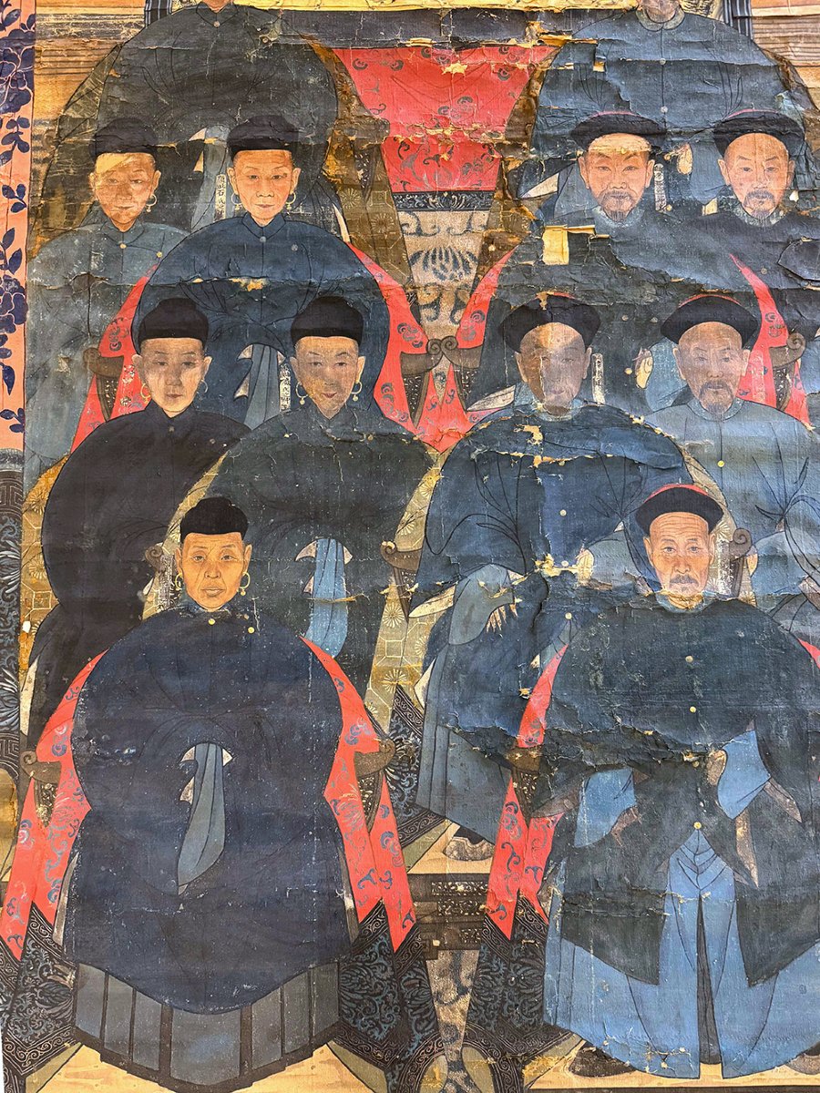 Silk Painting – Portrait Of Ancestors, China, Early 20th Century-photo-1