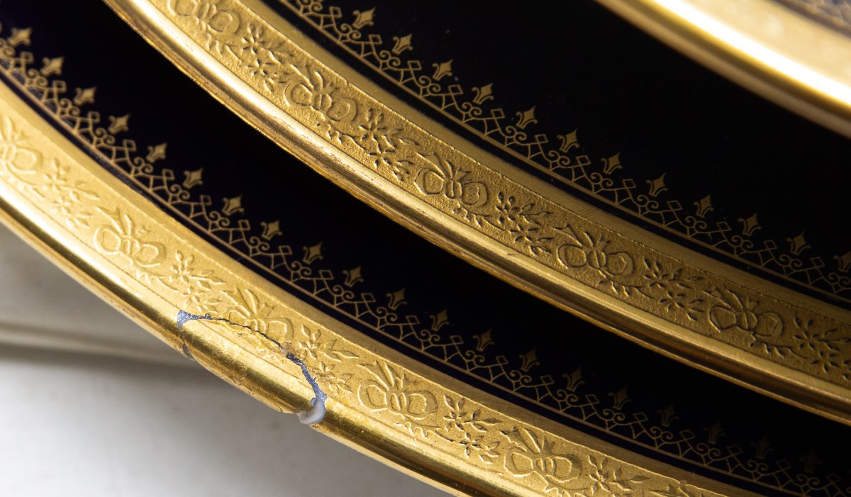 Service de table Limoges « Bleu cobalt et or », XXe siècle-photo-1