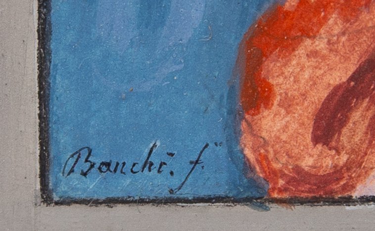 Giorgio Banchi, « Portrait de dame », gouache sur papier, signée, XIXe siècle-photo-3