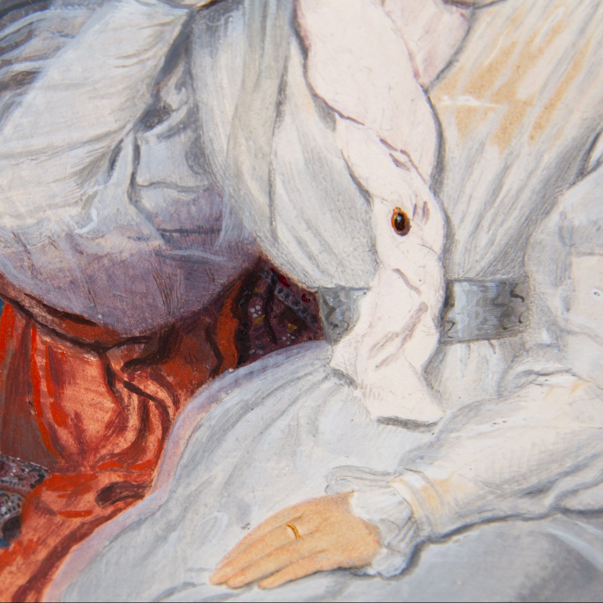 Giorgio Banchi, « Portrait de dame », gouache sur papier, signée, XIXe siècle-photo-2