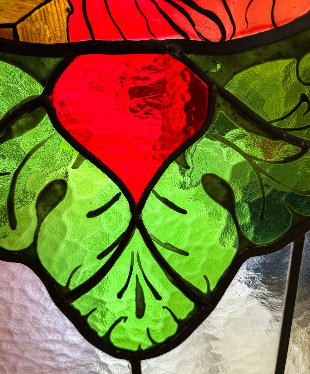 Lead-glazed Stained-glass Window Depicting The Madonna And Child, 1940s-photo-5