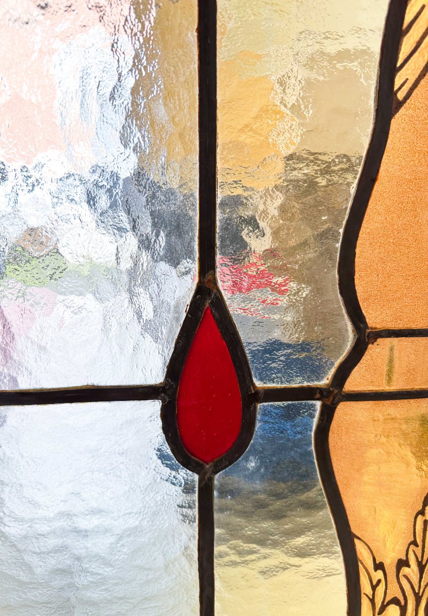 Lead-glazed Stained-glass Window Depicting The Madonna And Child, 1940s-photo-6