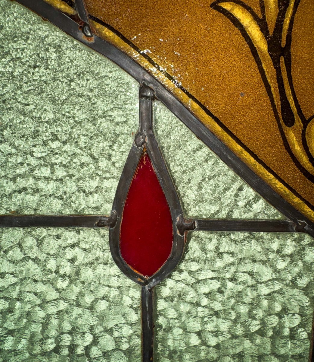 Lead-glazed Stained-glass Window Depicting The Madonna And Child, 1940s-photo-7