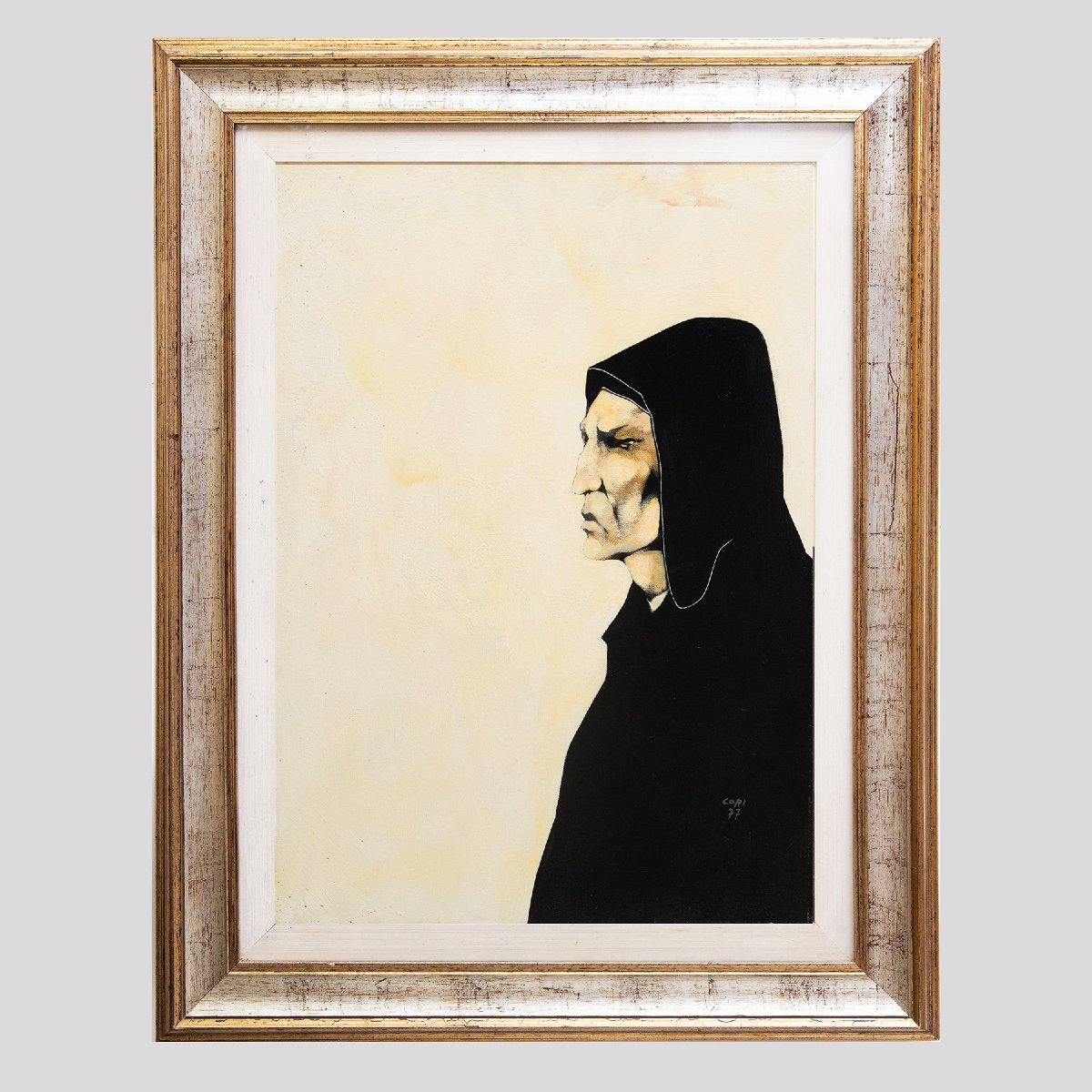 Giancarlo Cori, Étude de Dante, huile sur toile, signée, 1977-photo-2
