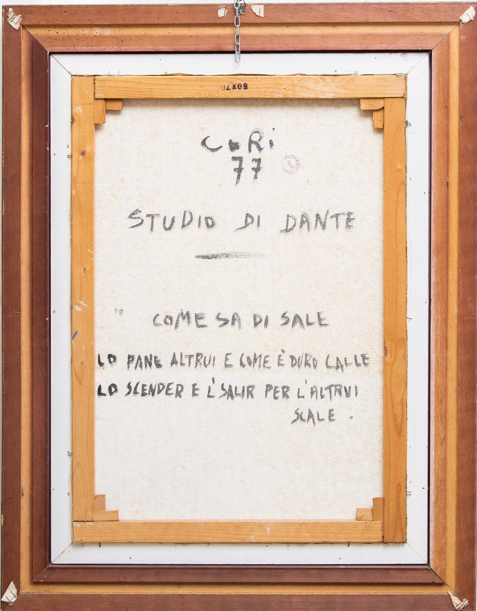 Giancarlo Cori, Étude de Dante, huile sur toile, signée, 1977-photo-3