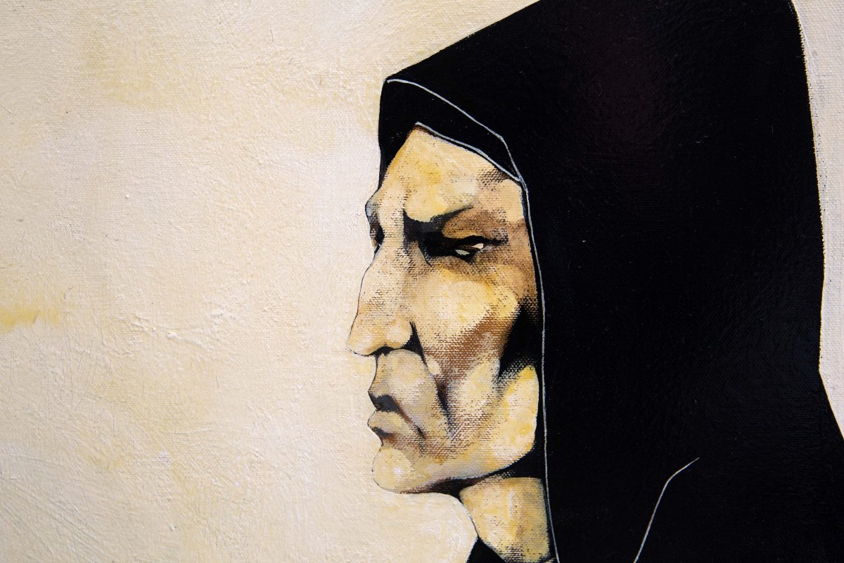 Giancarlo Cori, Étude de Dante, huile sur toile, signée, 1977-photo-4