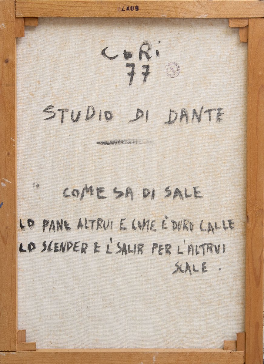 Giancarlo Cori, Étude de Dante, huile sur toile, signée, 1977-photo-5