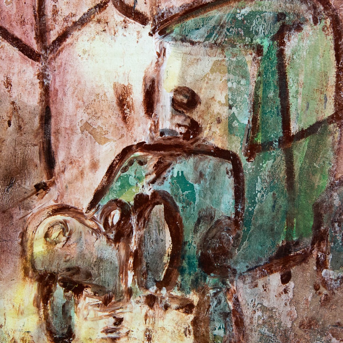 Franco Rognoni – “the Taxi,” Oil On Canvas, Signed, 1967-photo-3