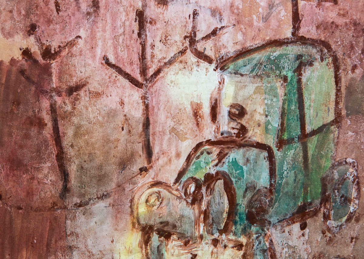 Franco Rognoni – “the Taxi,” Oil On Canvas, Signed, 1967-photo-4
