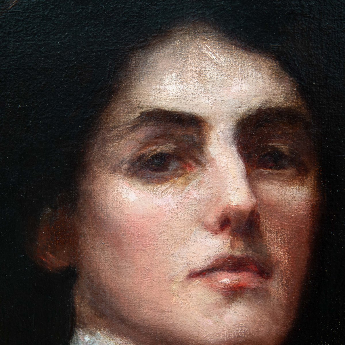 Gwynedd May Hudson, « Élégance victorienne », huile sur toile, signée, début du XXe siècle-photo-6