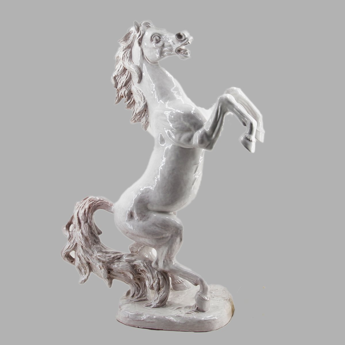 Ugo Zaccagnini & Figli, « Cheval cabré », céramique, signée, XXe siècle-photo-1