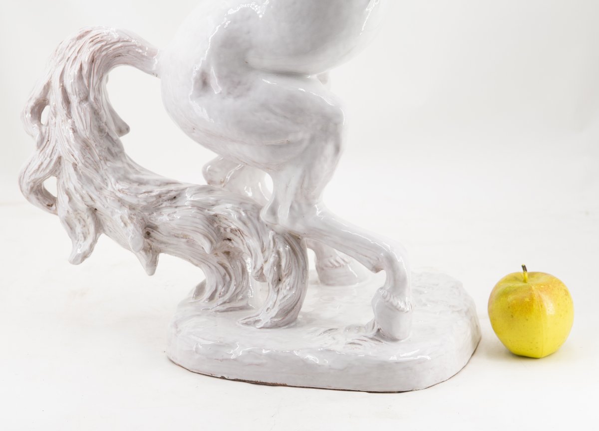 Ugo Zaccagnini & Figli, « Cheval cabré », céramique, signée, XXe siècle-photo-3