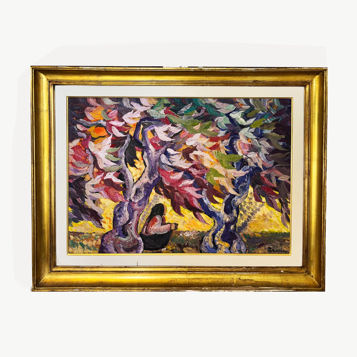 Saverio Terruso, “harvest,” Oil On Canvas, Signed, 20th Century-photo-3