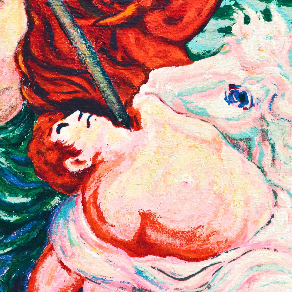 Aligi Sassu, « La Battaglia », sérigraphie multimatière, signée, XXe siècle-photo-4
