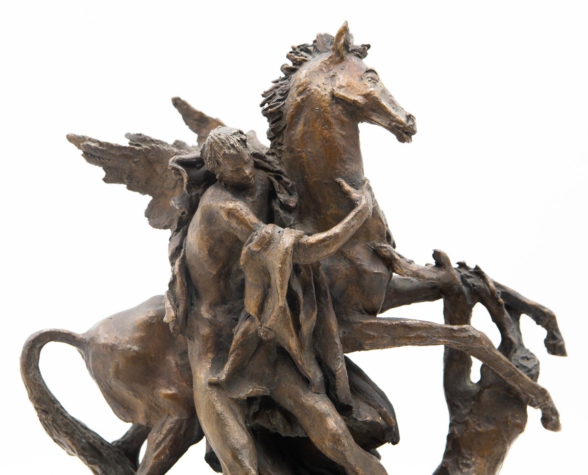 Nando Conti, « Persée et Pégase », en bronze, signé, XXe siècle-photo-8
