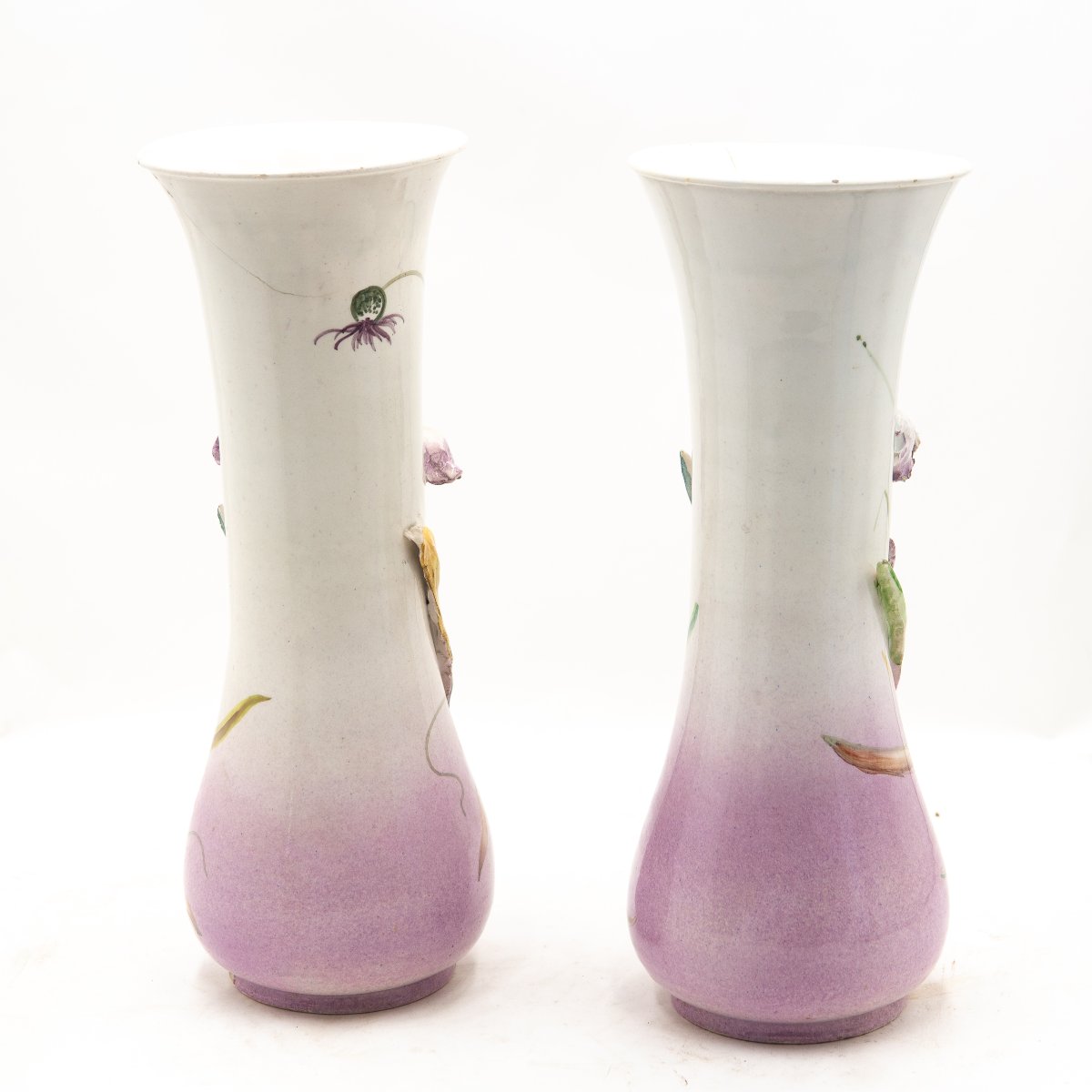"iris In Bloom: Pair Of Art Nouveau Vases" 20th Century-photo-6