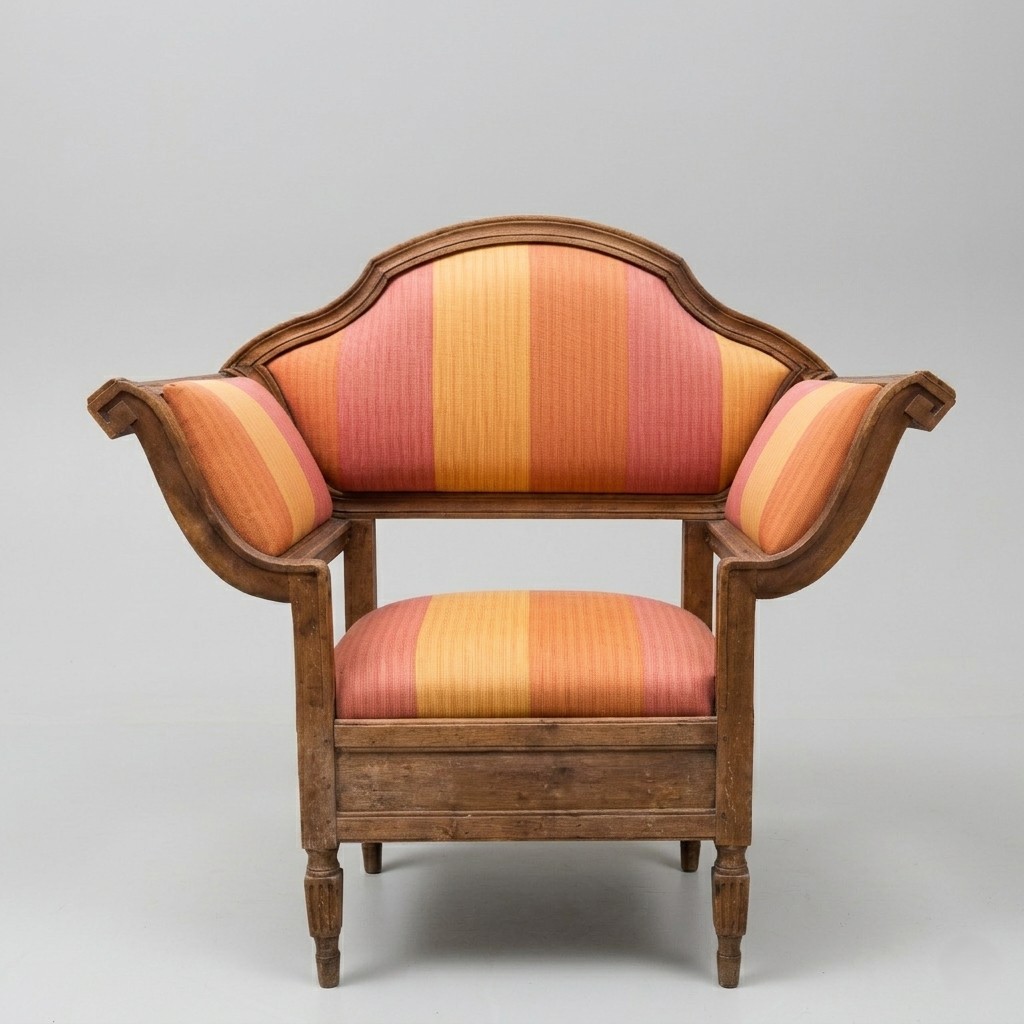 Fauteuil en noyer, originaire du Piémont, style Louis XVI, vers 1780