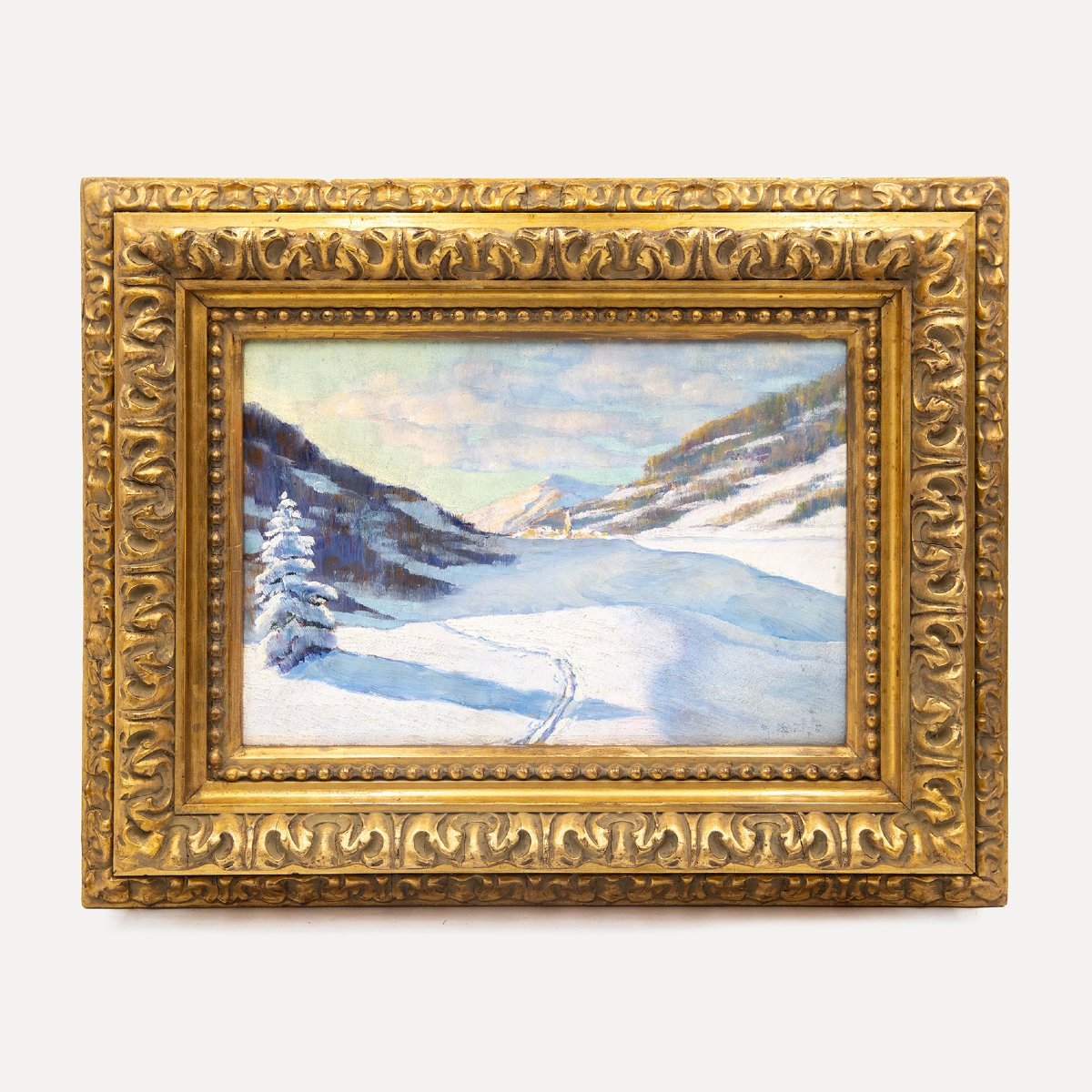 Angelo Abrate, "returning From Monginevro," Oil On Panel, Signed, 1925-photo-4
