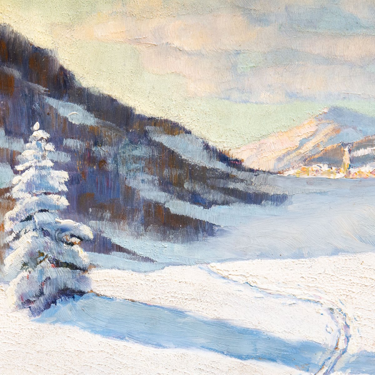 Angelo Abrate, "returning From Monginevro," Oil On Panel, Signed, 1925-photo-1