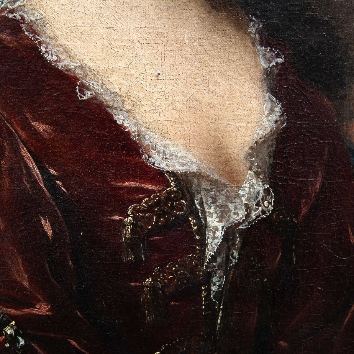 Portrait Of A Noblewoman, Oil On Canvas, 18th Century-photo-4