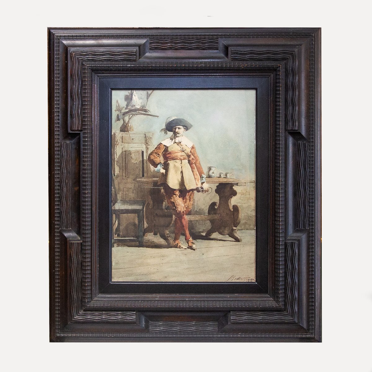 Giulio Viotti, "gentleman," Watercolor On Paper, Signed, 1873-photo-2