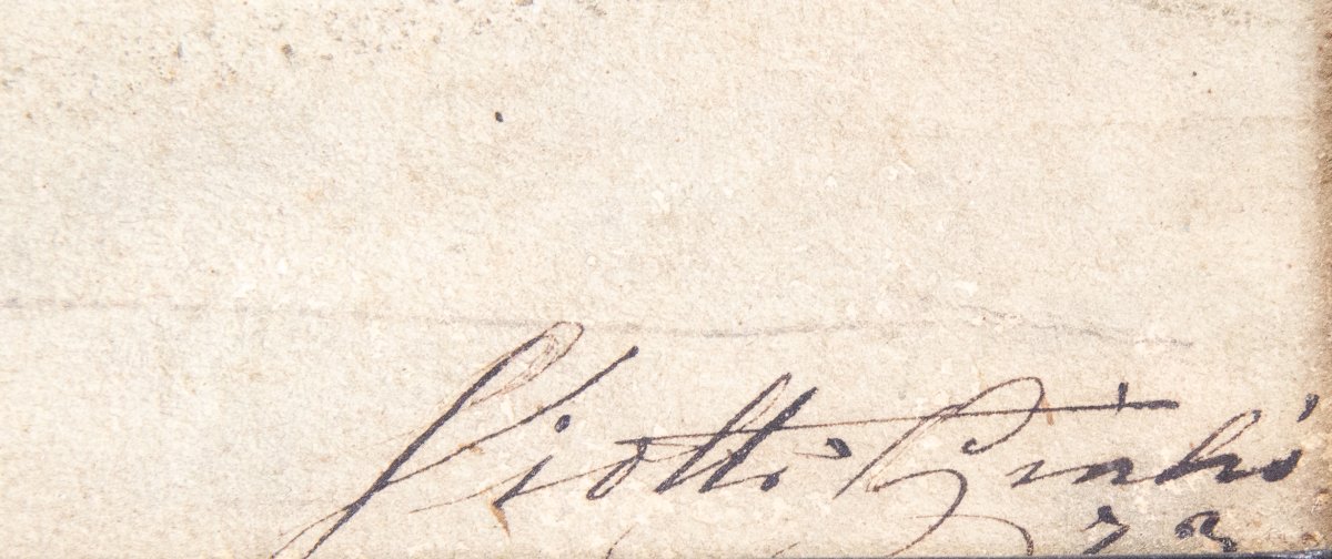 Giulio Viotti, "gentleman," Watercolor On Paper, Signed, 1873-photo-3